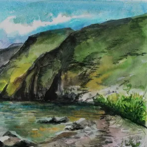 Байкал — Улан‑Нур. Пейзаж, акварель