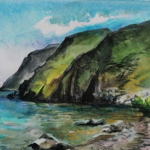 Байкал — Улан‑Нур. Пейзаж, акварель