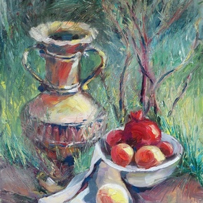 Натюрморт на траве. Холст. Масло. 70х60 см