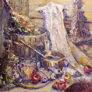 «Банька» — масло на холсте, 2024, 70×60 см