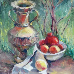 Натюрморт на траве. Холст. Масло. 70х60 см