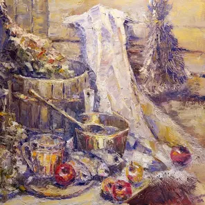 «Банька» — масло на холсте, 2024, 70×60 см